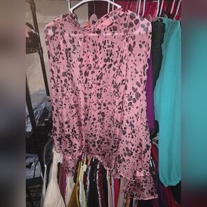 NWT ELOQUII 22 SHEER PINK LEOPARD BLOUSE